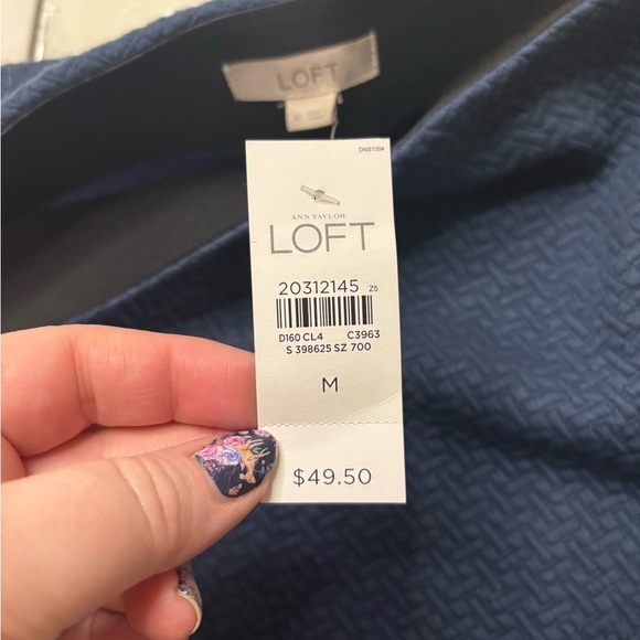 LOFT Womens Size Medium Blue Textured Jacquard Knit Pull-on Mini Skirt New - Picture 6 of 7